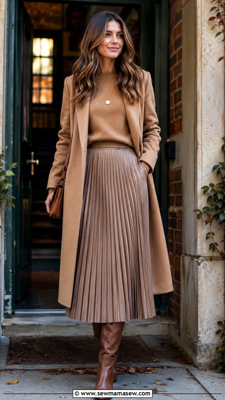 Knit Sweater With Pleated Midi Skirt - 20 Principal outfit ideas