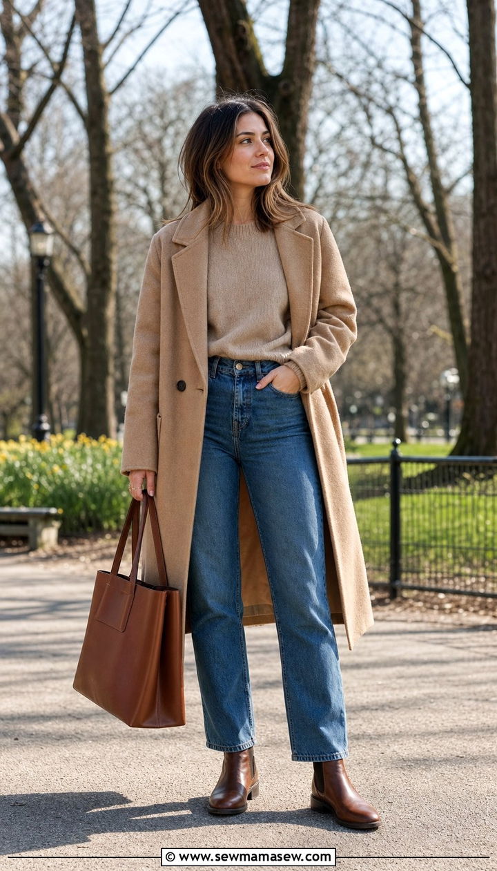 Knit Sweater and Straight Leg Jeans With Boots - 25 spring straight leg jeans outfit ideas