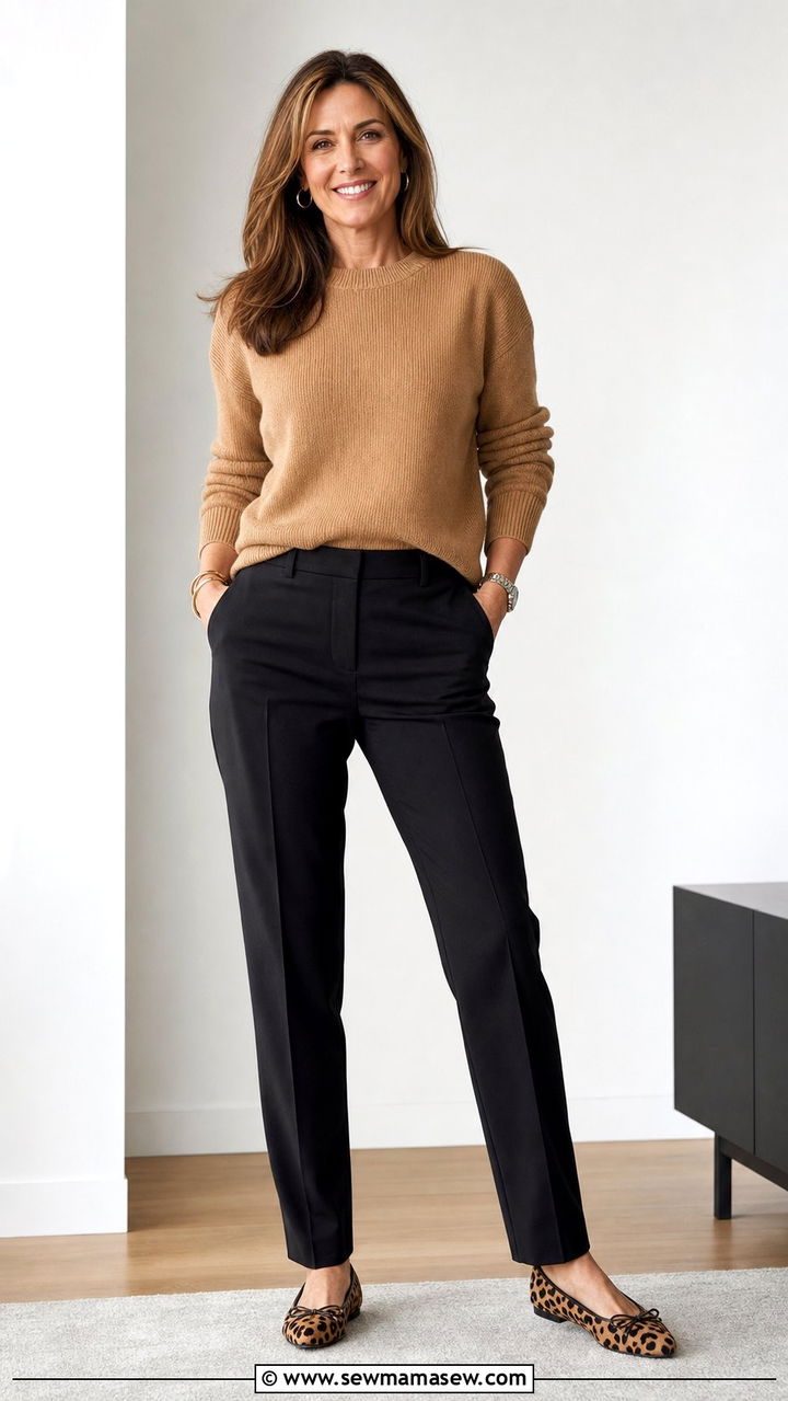 Knit Sweater with Dress Pants - 35 Business casual outfits for women over 40
