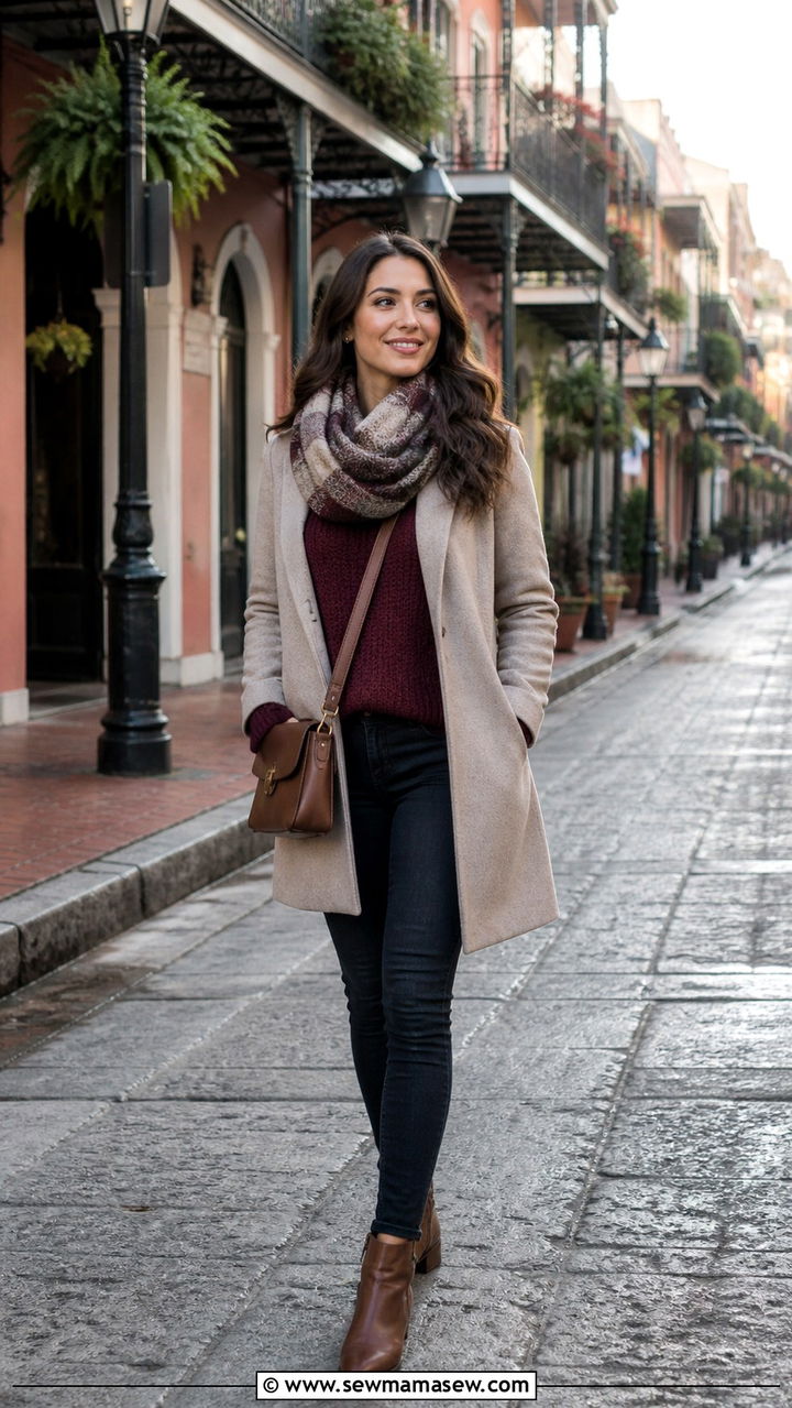 Knit Sweater with Skinny Jeans and Ankle Boots for Winter Exploring - 40 What to wear in New Orleans