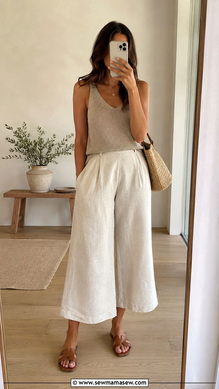 Knit Tank And Linen Blend Culottes - 25 Mid April outfit ideas