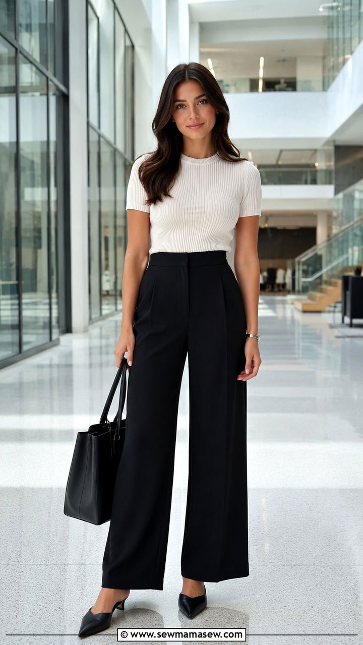 Knit Top and Wide Leg Trousers Business School Look - 30 MBA student outfit ideas