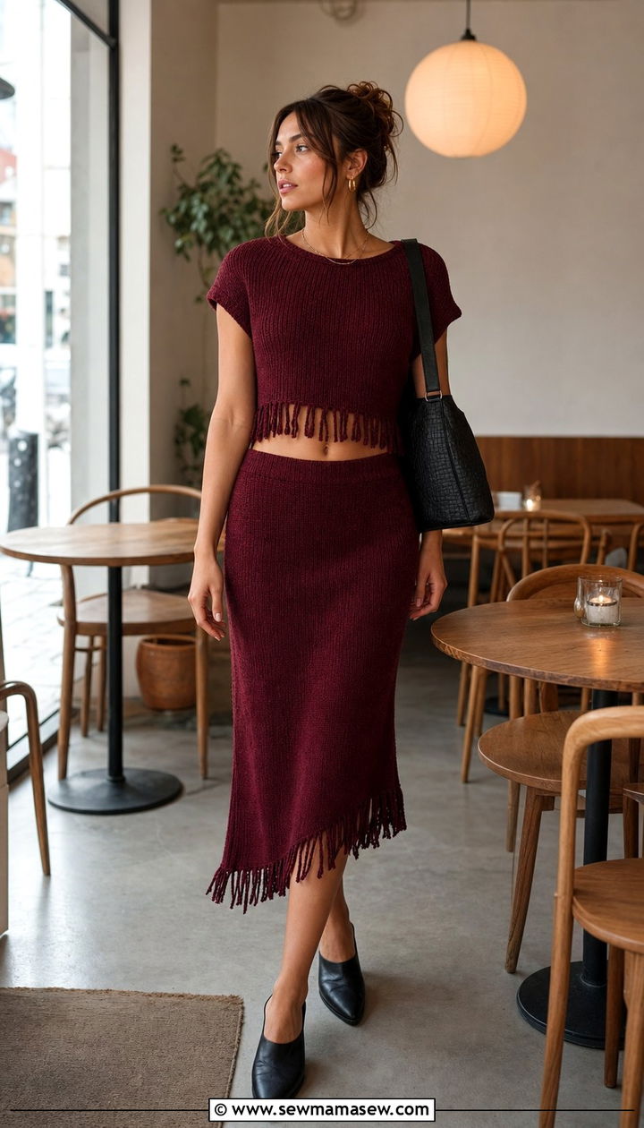 Knit Two Piece Set With Fringe Mule Flats - 25 cute Copenhagen outfits