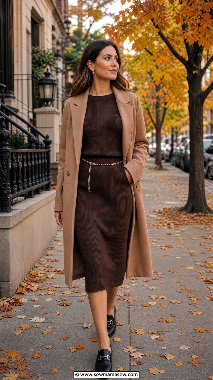 Knit Two Piece Set with Tailored Coat and Loafers - 30 Marketing manager outfit ideas