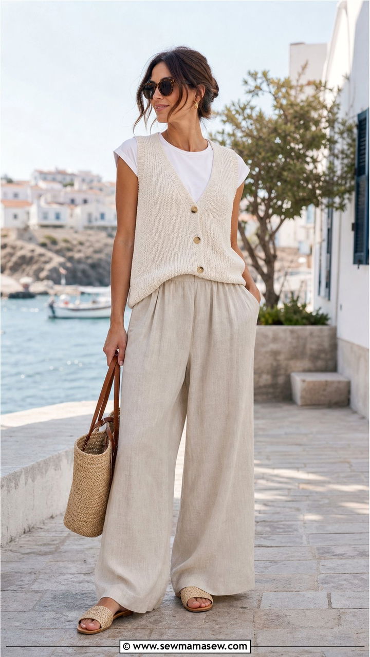 Knit Vest and Wide Leg Trousers Summer Outfit - 25 Easy summer outfit ideas 2026