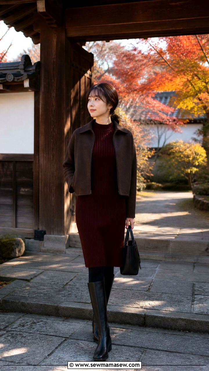 Knit dress and boots Kyoto autumn - 40 What to wear in Kyoto