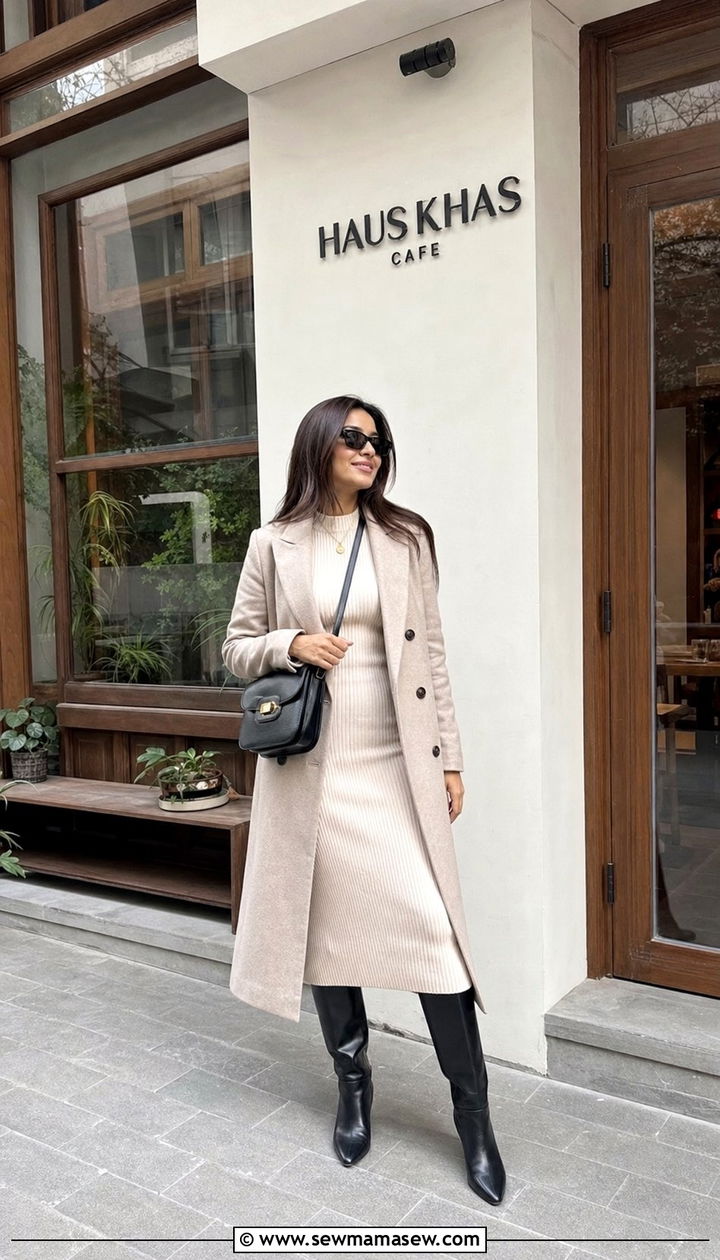 Knit dress with knee high boots - 25 Delhi outfit ideas