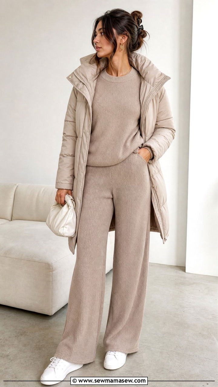Knit matching set with sneakers brunch outfit tall women - 35 Brunch outfits for tall women