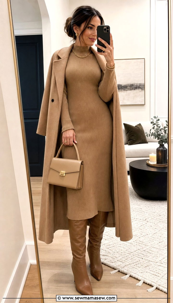 Knit midi dress dinner party outfit - 25 Dinner party outfit ideas 2026