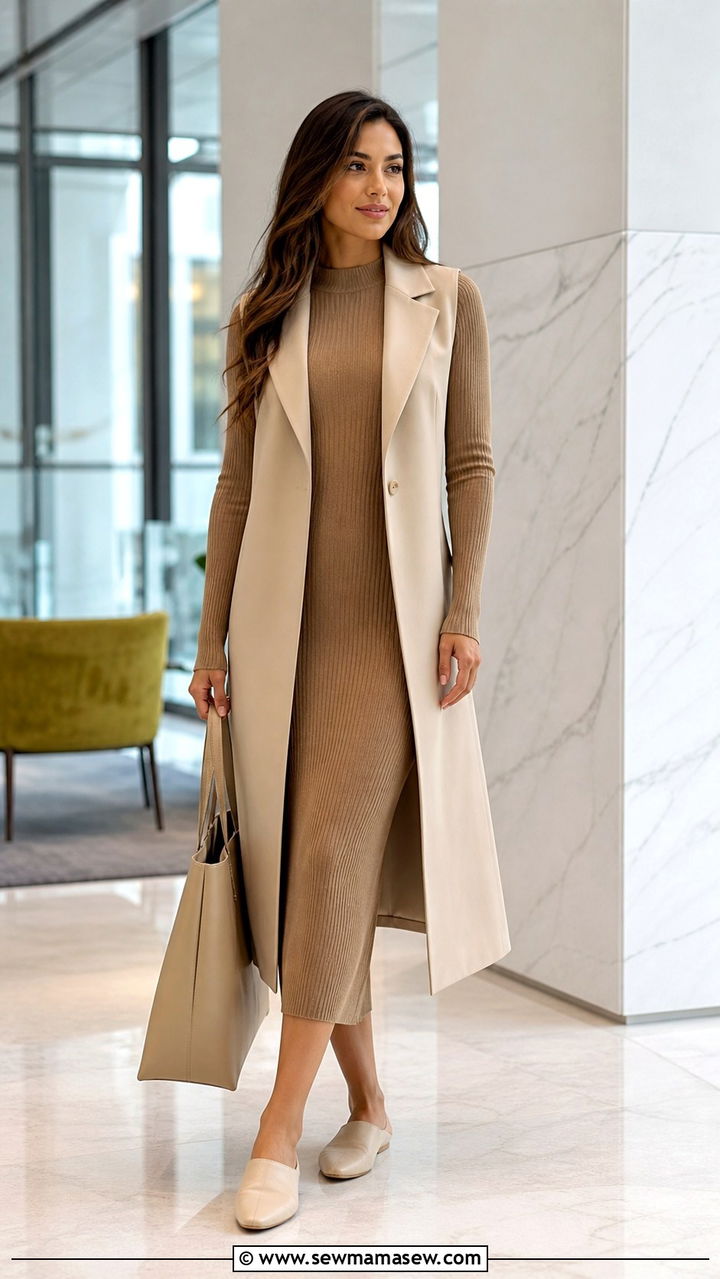 Knit midi dress with a longline vest - 40 What to wear in spring
