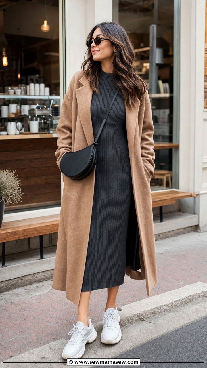 Knit midi dress with chunky sneakers outfit - 25 Copenhagen outfits to copy