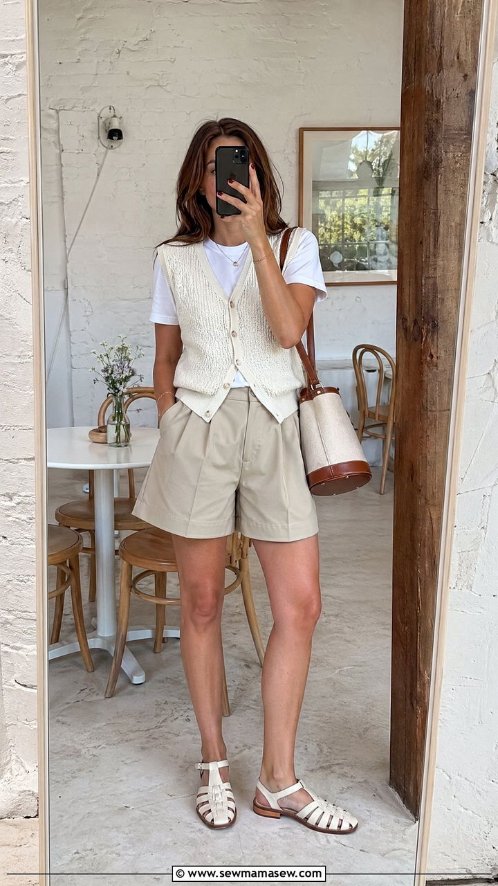 Knit vest and shorts summer outfit - 35 Cool summer outfits