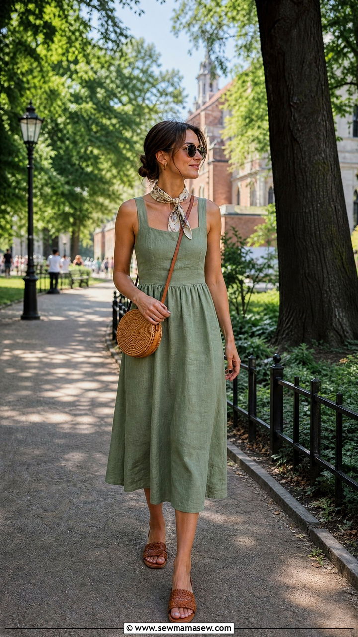 Krakow summer linen dress outfit - 25 Krakow outfit ideas