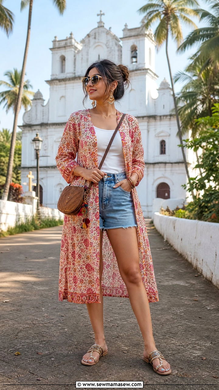 Kurta and Shorts Goa Fusion Outfit - 25 Goa outfit ideas