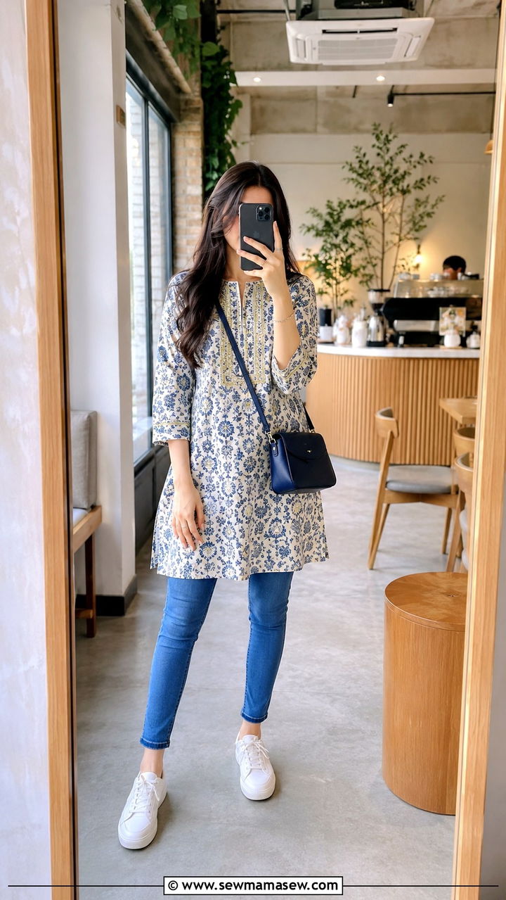 Kurti With Jeans And Sneakers - 30 Islamabad outfit ideas