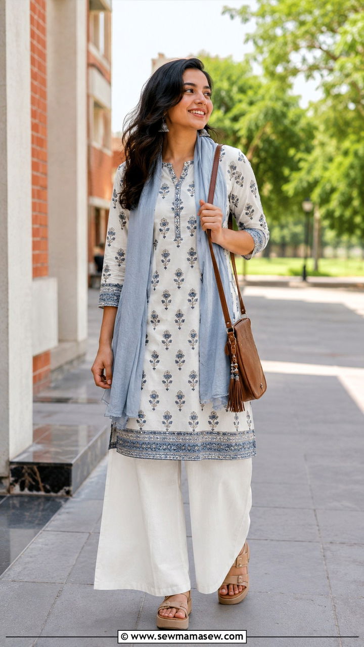 Kurti With Palazzo Pants - 20 Modest outfit ideas for Pakistan