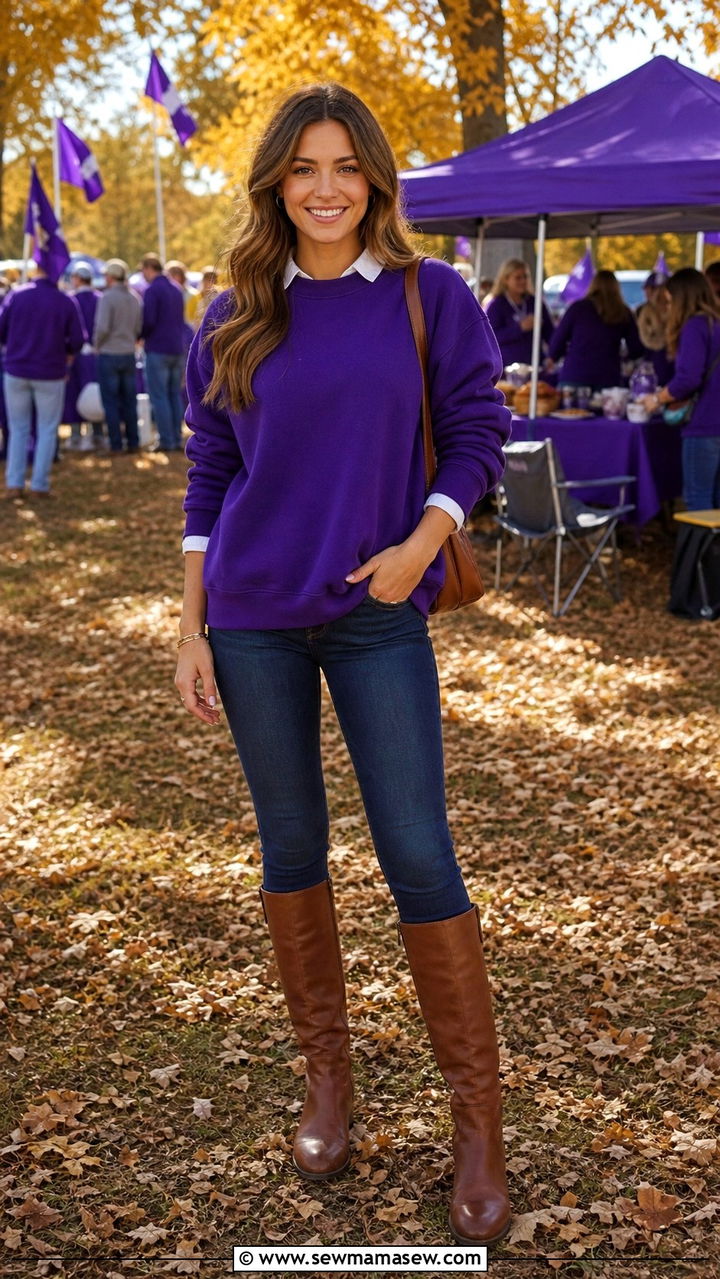 LSU overalls with a white tank top and sneakers outfit - 20 Gameday outfit ideas LSU