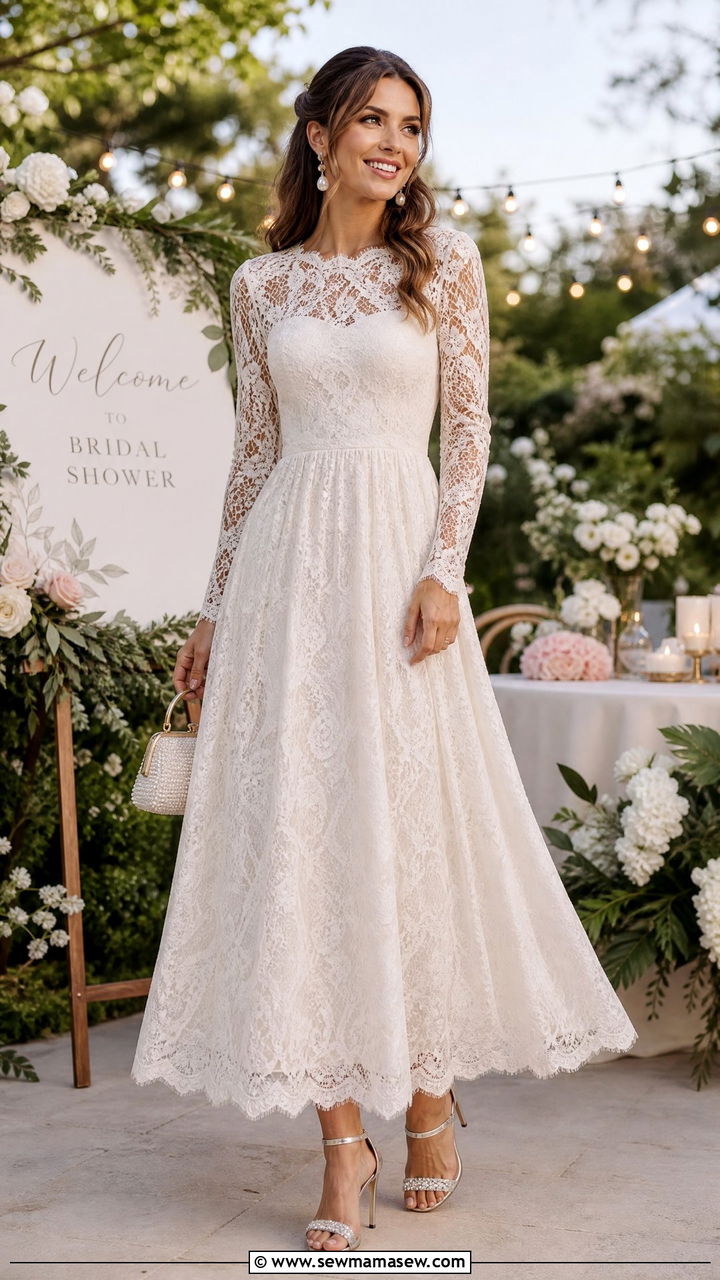 Lace A Line Maxi Dress Outfit - 30 bridal shower outfit ideas for women