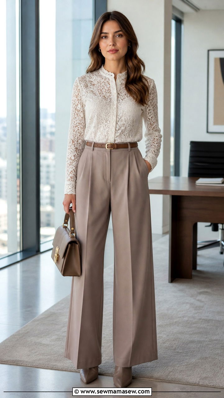 Lace Blouse And Wide Leg Trousers Boho Chic Outfit - 40 boho chic outfit ideas