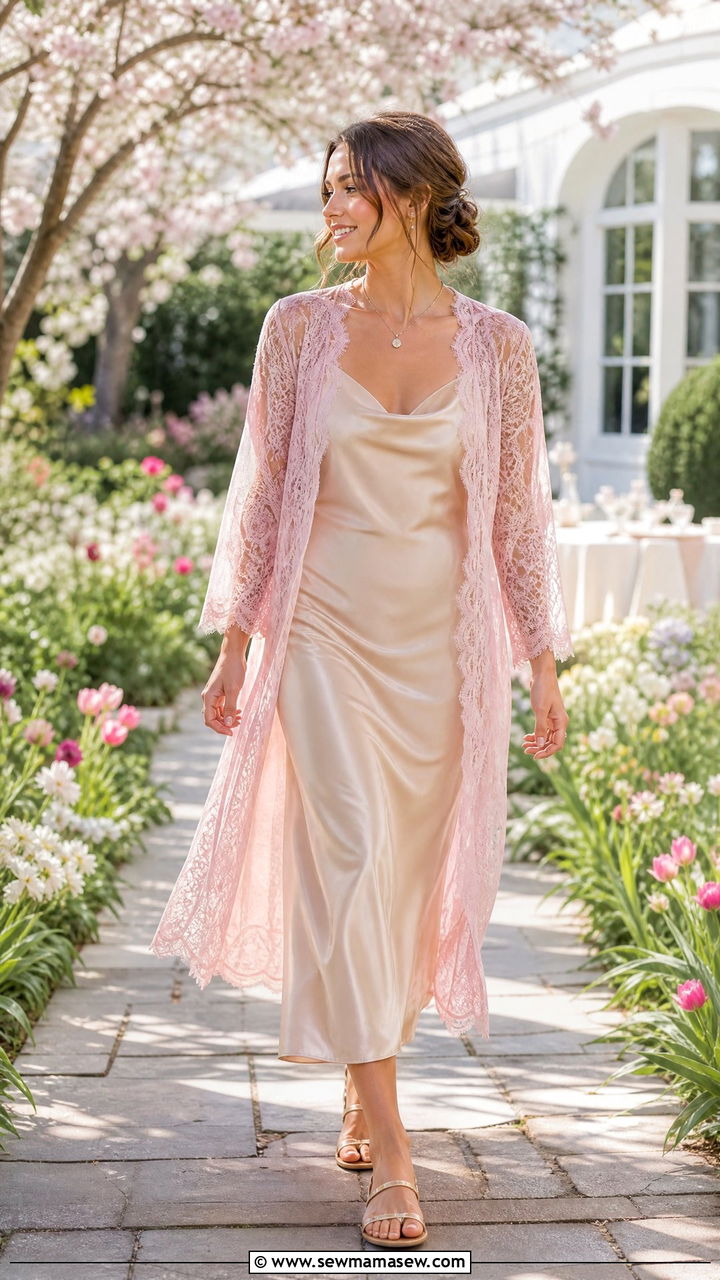 Lace Cardigan Over A Slip Dress And Sandals - 25 classy lace outfits