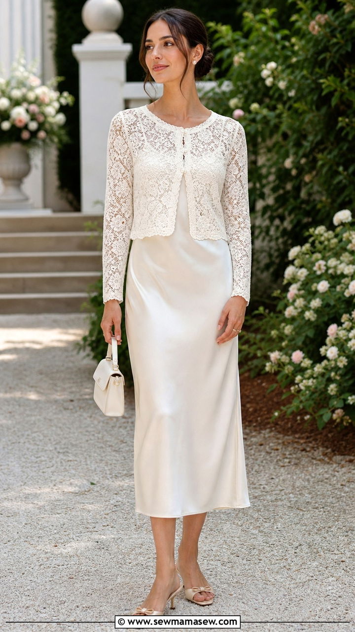 Lace Cardigan Over A Slip Dress - 40 lace outfits for women