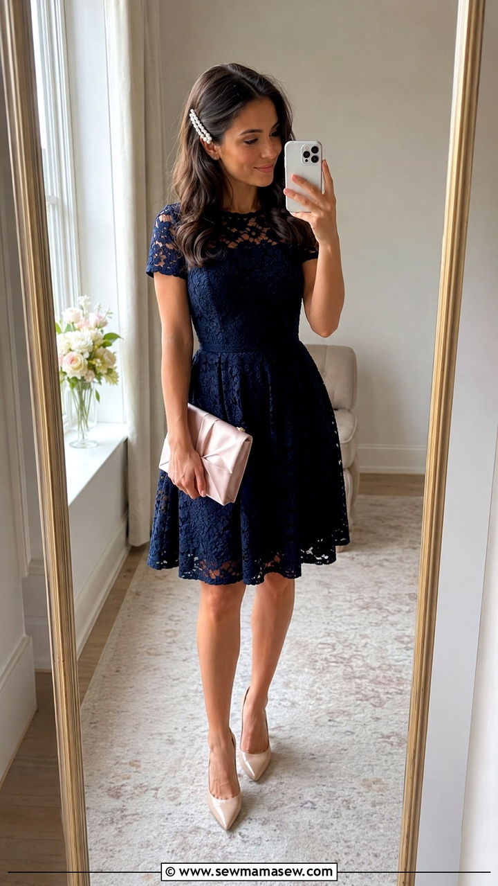 Lace Dress Wedding Guest Outfit for Short Women - 25 Wedding guest outfit ideas short women
