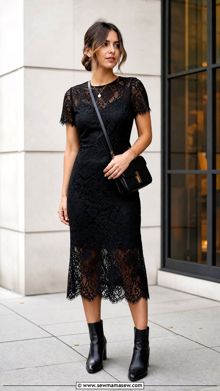 Lace Dress With Ankle Boots - 25 lace outfits aesthetic