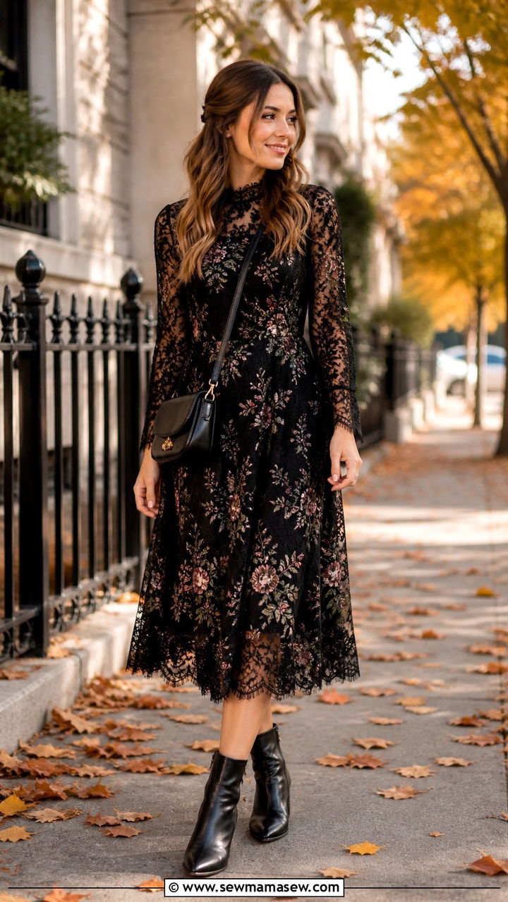 Lace Dress With Ankle Boots - 40 lace outfits for women