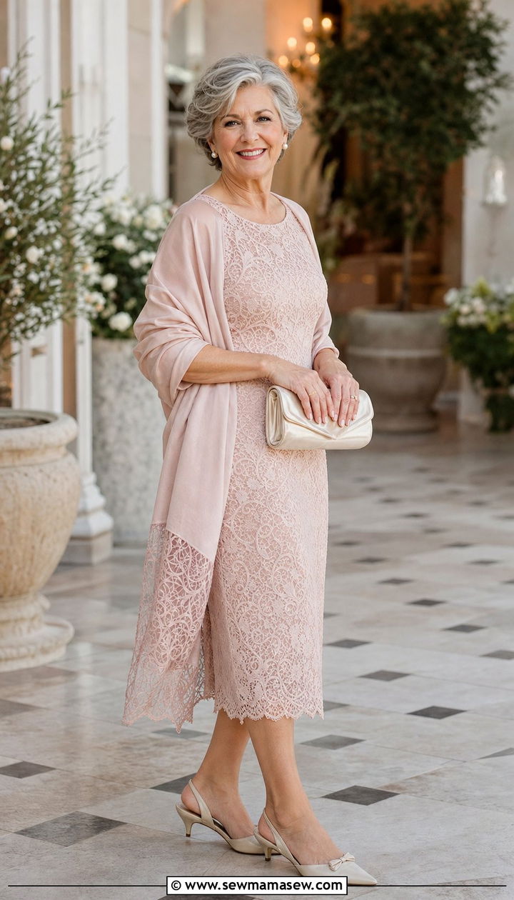 Lace Dress With Kitten Heels - 25 Dress outfit ideas for women over 60