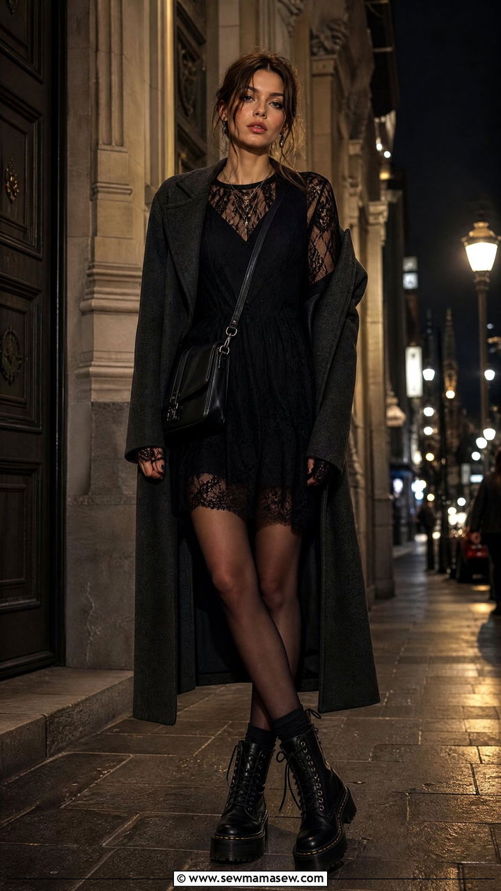Lace Dress and Combat Boots - 25 classy grunge outfits