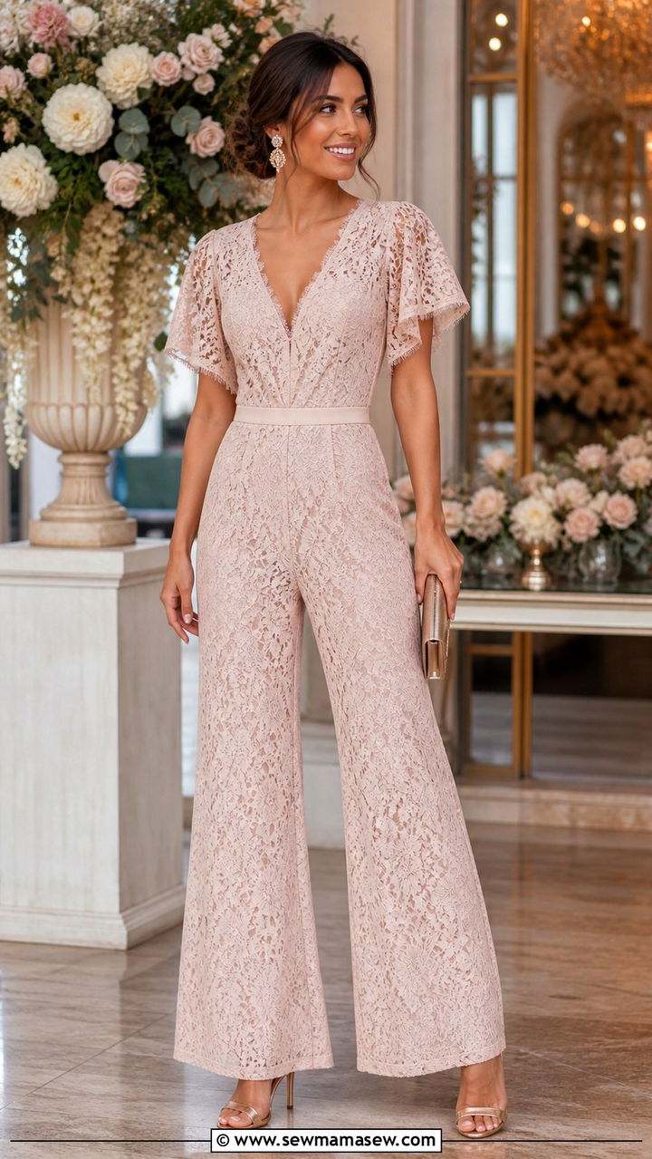 Lace Jumpsuit With Clutch And Heeled Sandals Outfit - 40 cute lace outfits