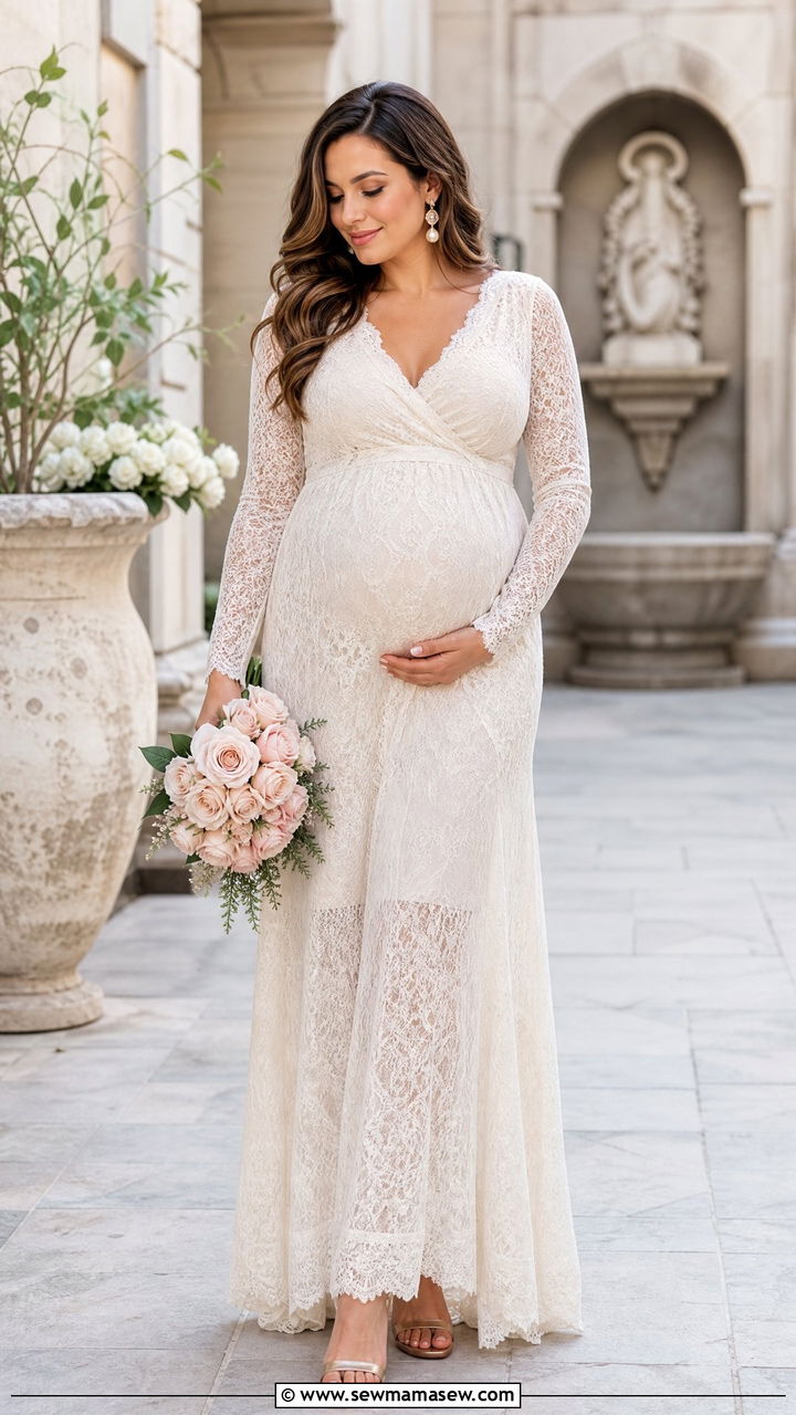 Lace Maternity Maxi Dress - 25 Maternity announcement outfit ideas