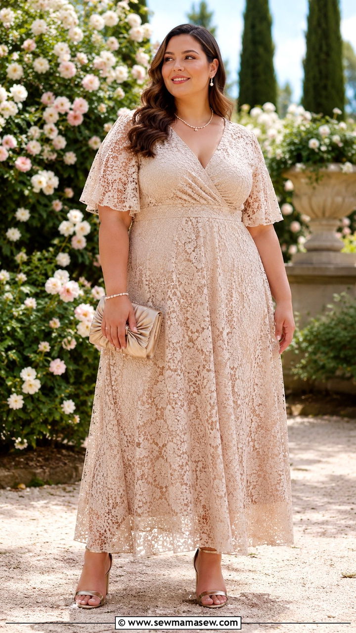 Lace Maxi Dress For Wedding Guests - 30 Boho outfit ideas plus size