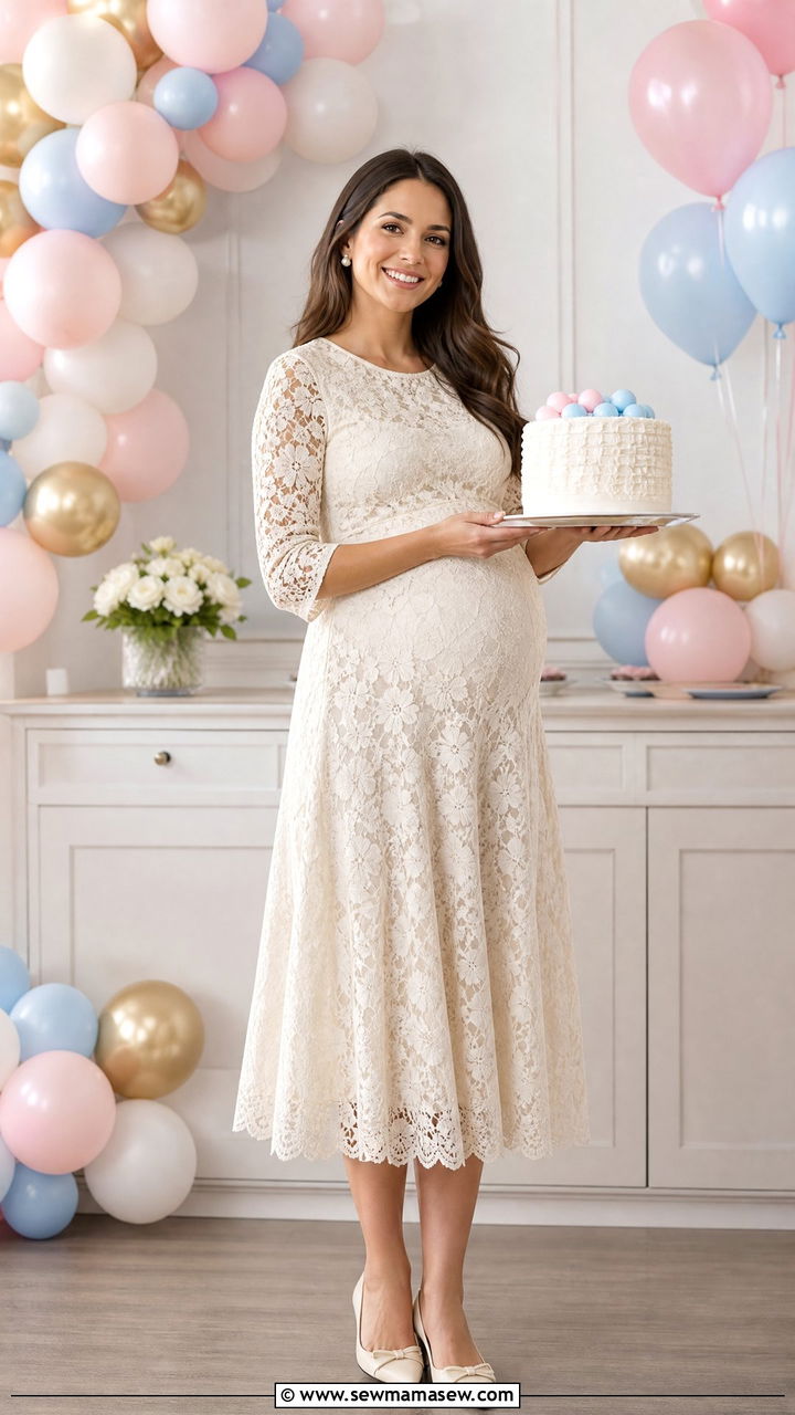 Lace Midi Dress Gender Reveal Outfit - 30 Gender reveal photo outfit ideas