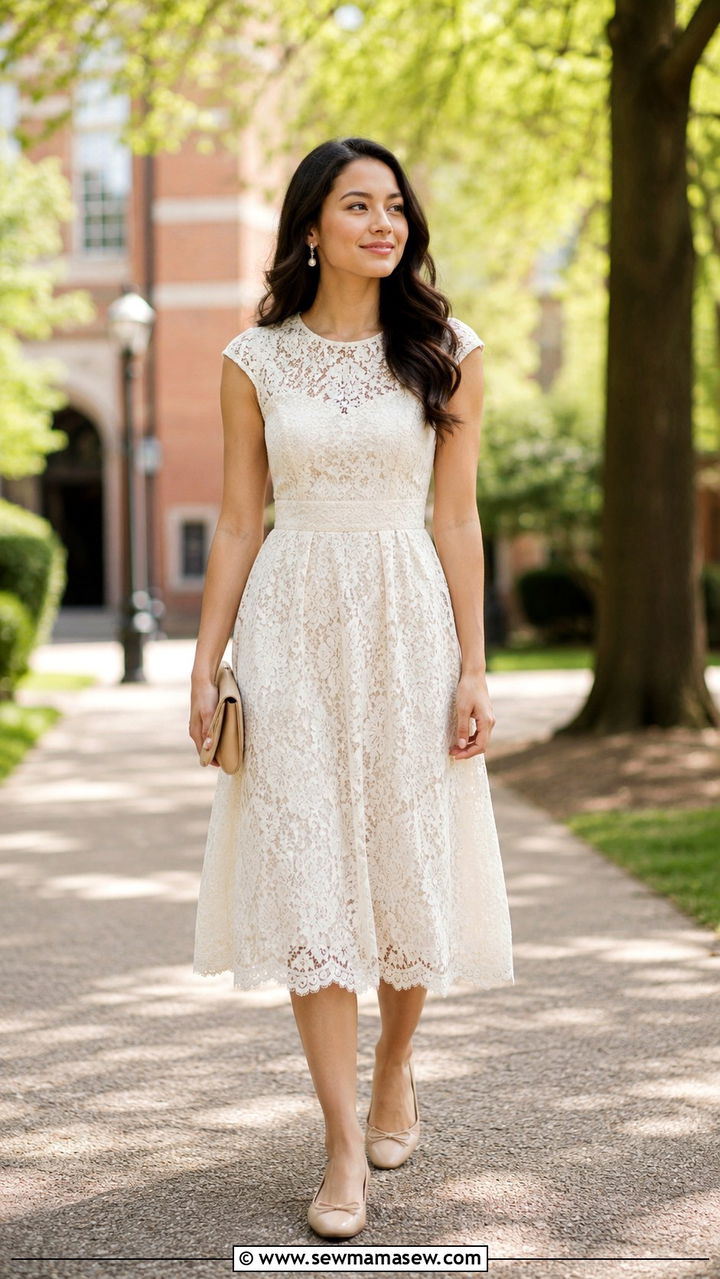 Lace Midi Dress Outfit For PhD Graduation - 20 PhD graduation outfit ideas