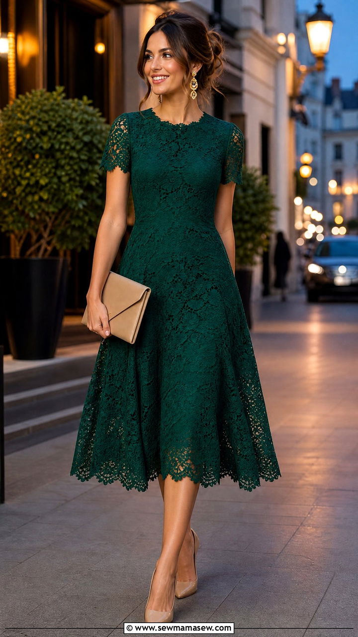 Lace Midi Dress With Heels Outfit - 35 lace outfits ideas