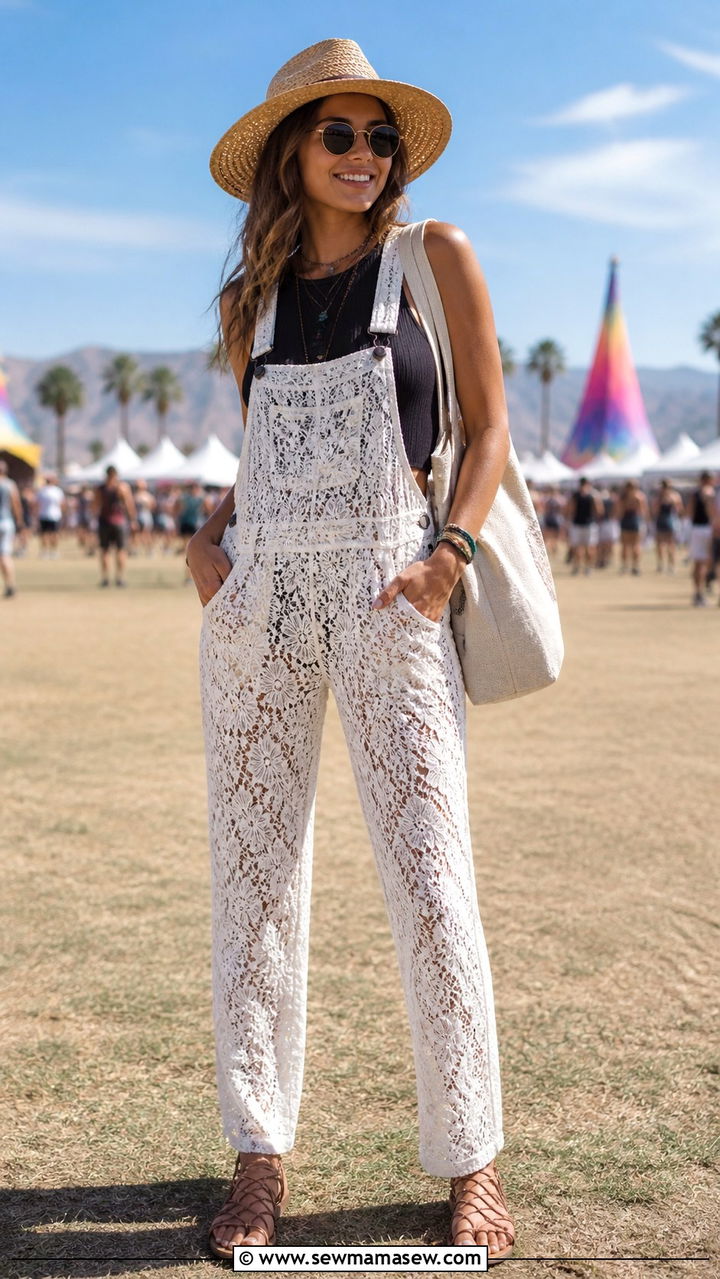 Lace Overalls With A Fitted Tank - 40 lace outfits for women