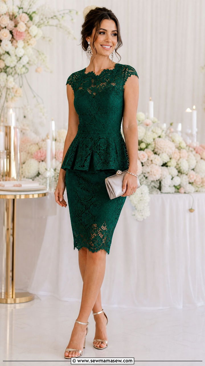 Lace Peplum Dress with Strappy Heels and a Clutch - 25 Lace dress outfit ideas 2026