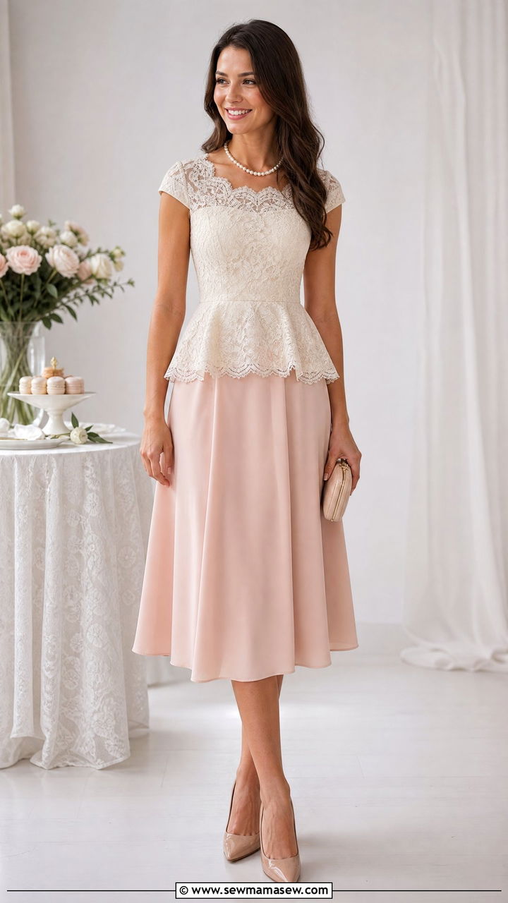 Lace Peplum Top And A Line Skirt Bridal Shower - 30 classy bridal shower outfit ideas