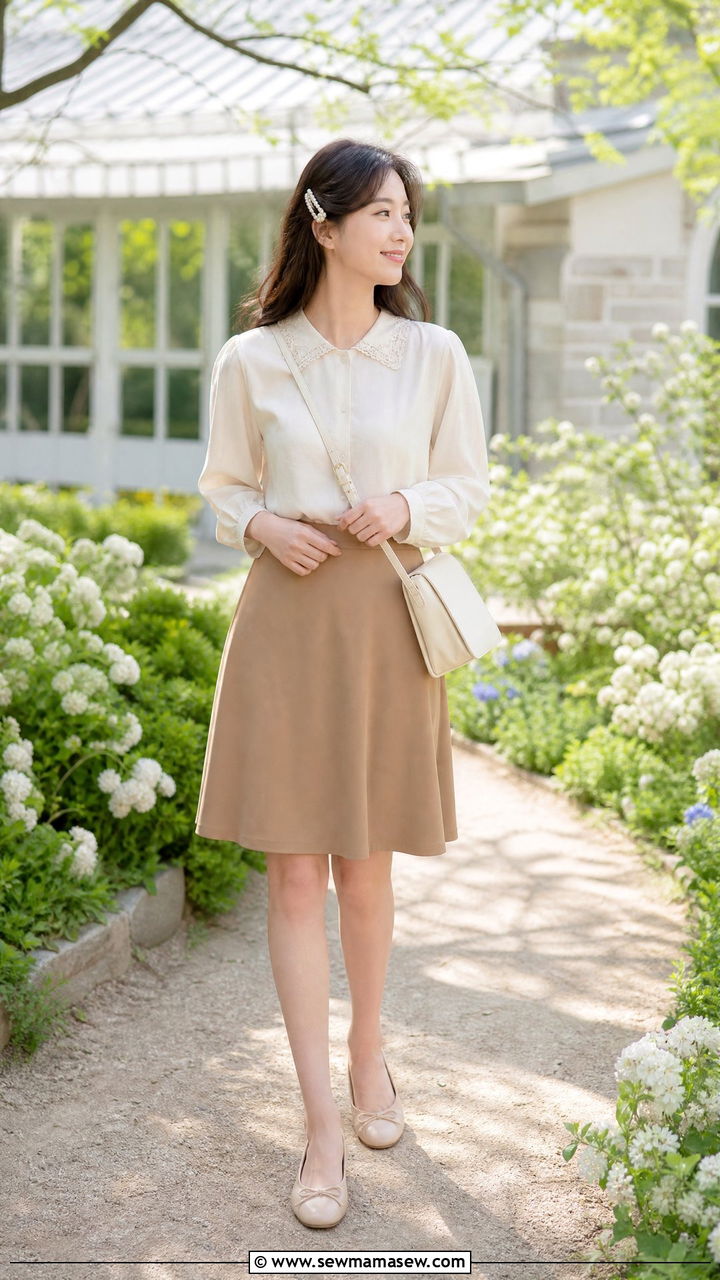 Lace Trimmed Blouse And A Line Skirt Outfit - 25 light academia outfits 2026