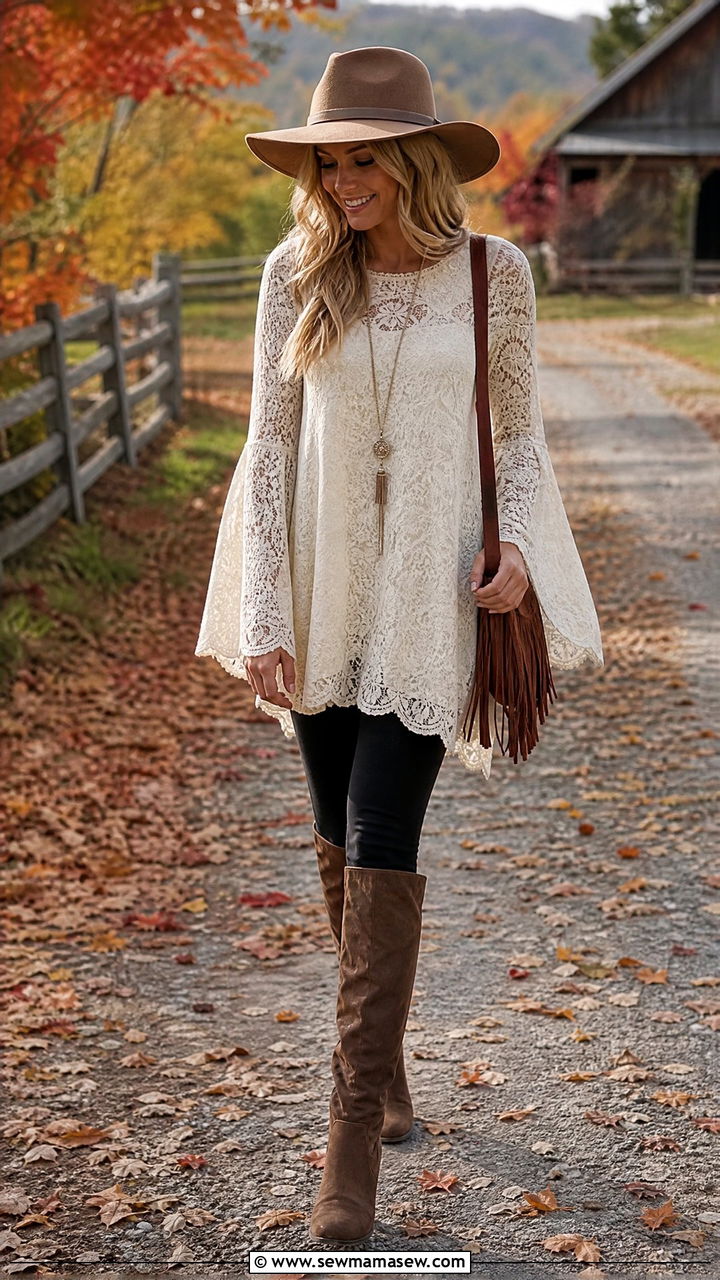 Lace Tunic Over Leggings Outfit - 35 lace outfits ideas