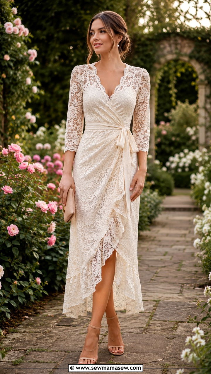 Lace Wrap Dress With Strappy Stiletto Heels Outfit - 25 Wrap dress outfit ideas with heels