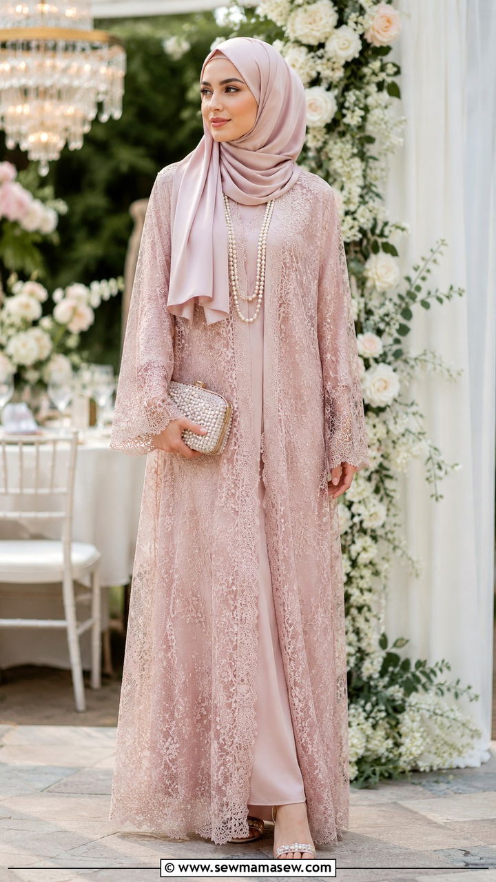 Lace abaya with hijab special occasion - 30 hijab outfit ideas
