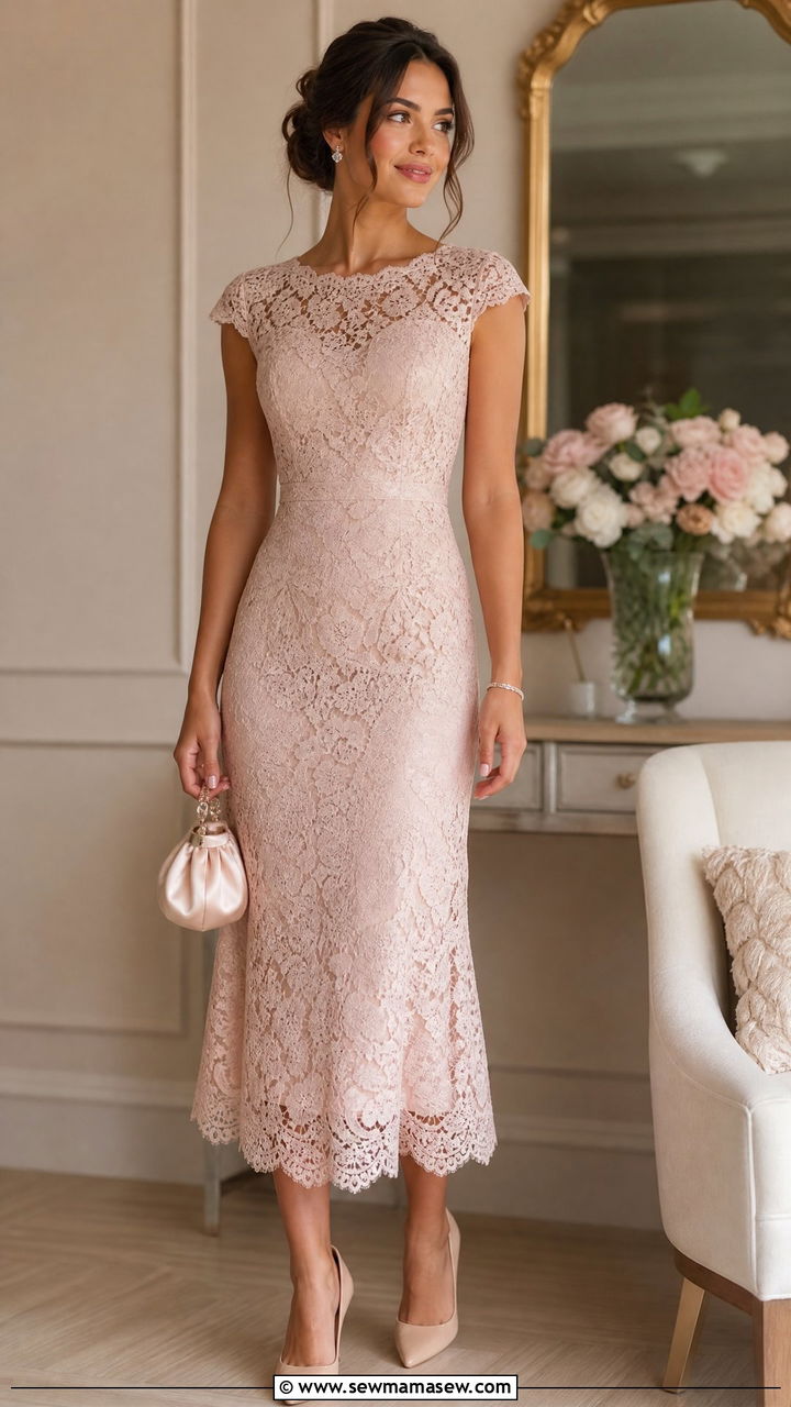 Lace midi dress for pref round - 30 Rush week outfit ideas