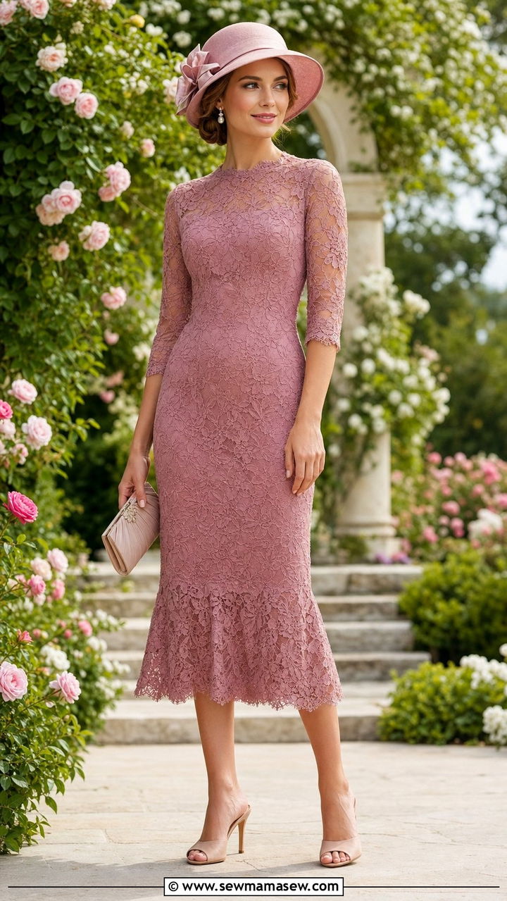 Lace midi dress with cloche hat - 25 Spring outfits with hats