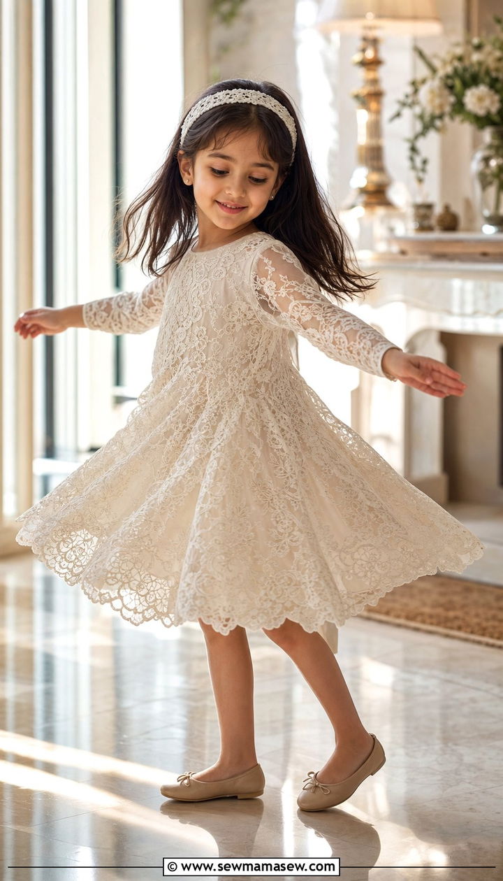 Lace overlay dress for Eid - 25 Eid outfit ideas for little girls