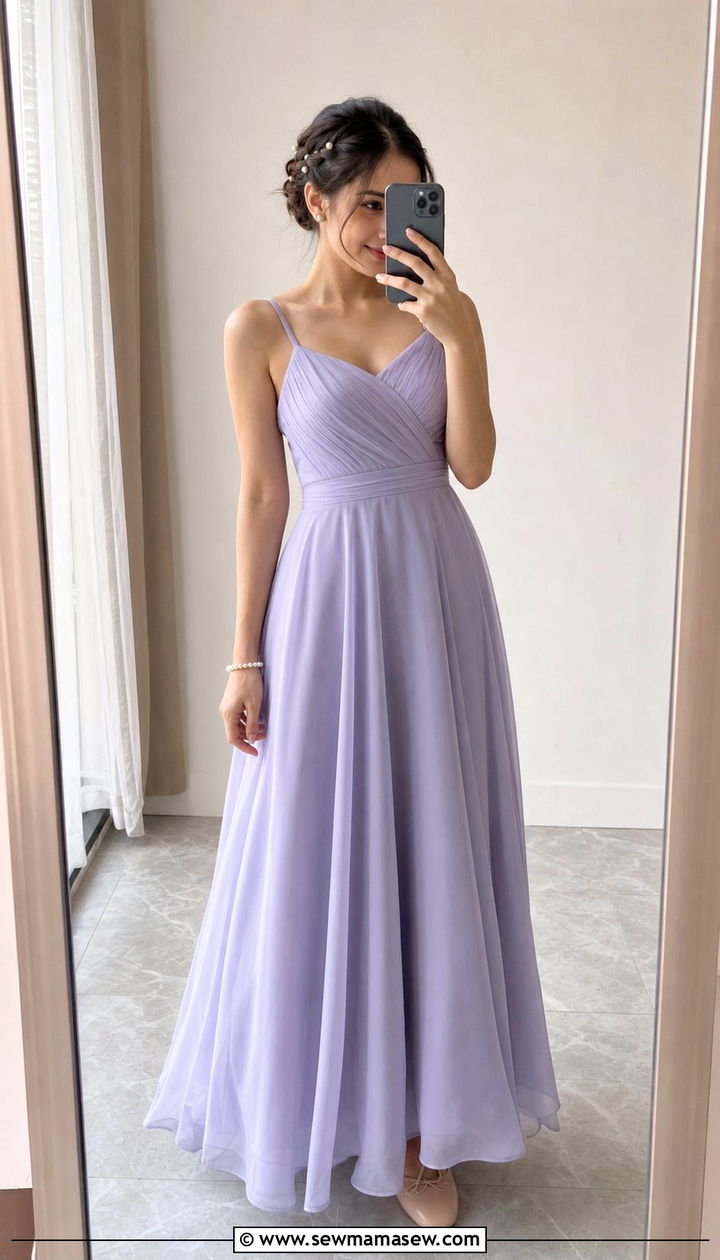 Lavender A Line Chiffon Gown with Pearl Hairpins - 25 Debutante ball outfit ideas