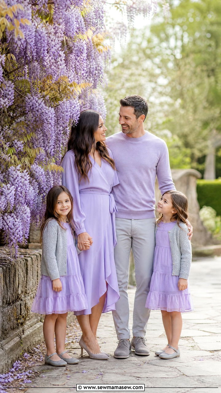 Lavender And Soft Grey Family Photo Outfits - 30 Elegant family photo outfit ideas