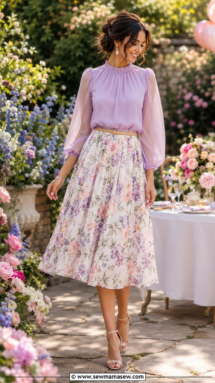 Lavender Blouse And Floral Skirt Birthday Outfit - 25 birthday outfits 2026