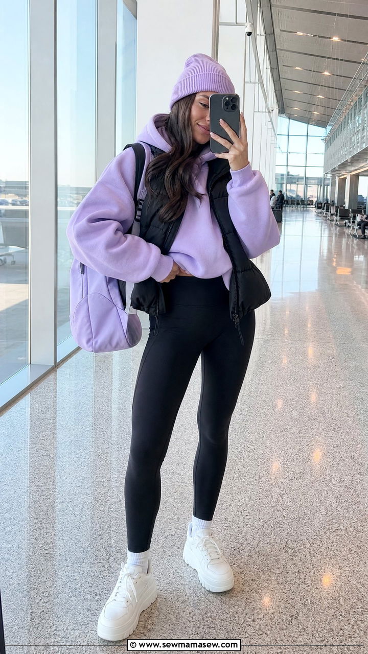 Lavender Hoodie with Black Leggings - 35 Lavender outfit ideas